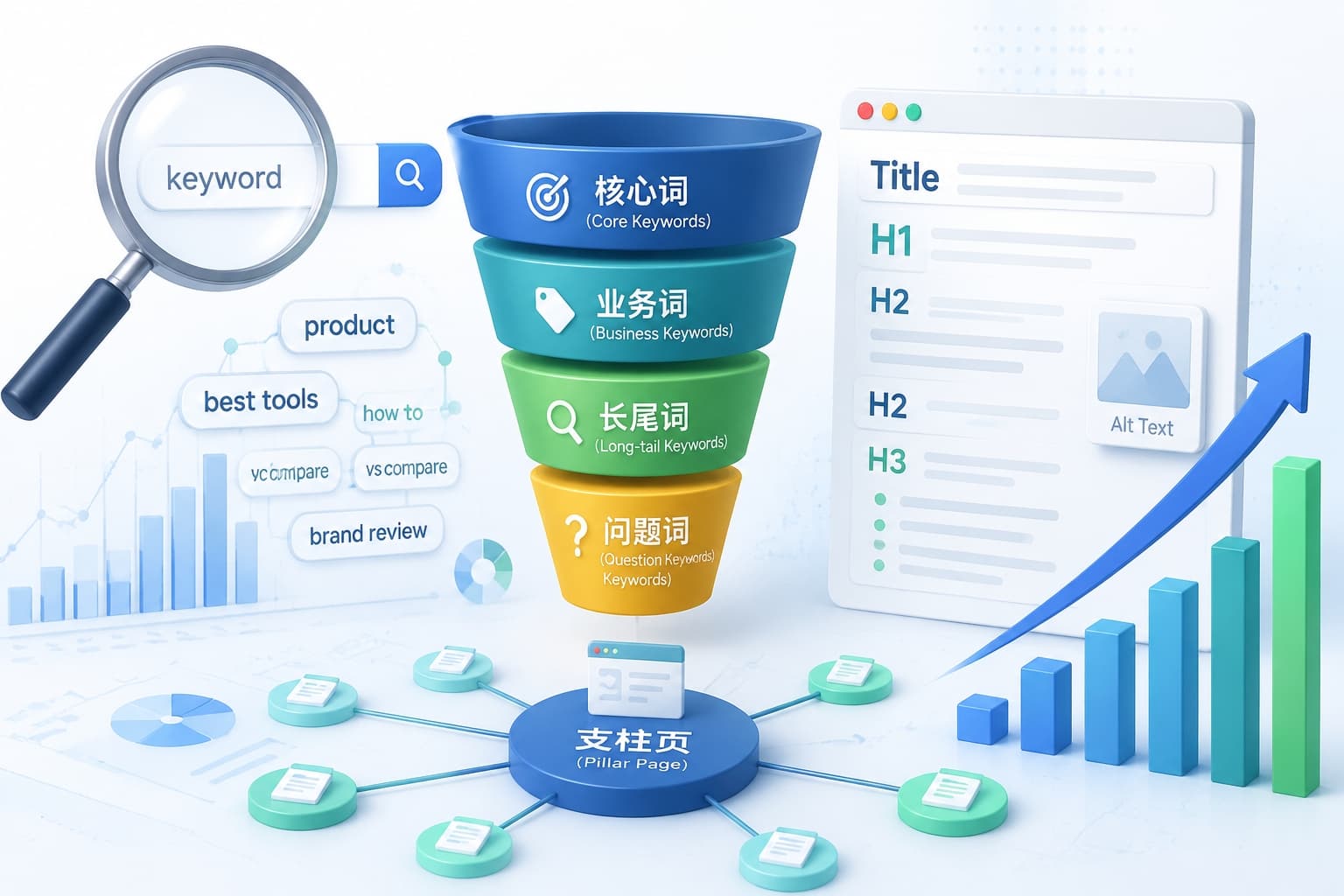 SEO关键词优化全攻略：从搜索意图匹配到主题聚类的流量增长方法论